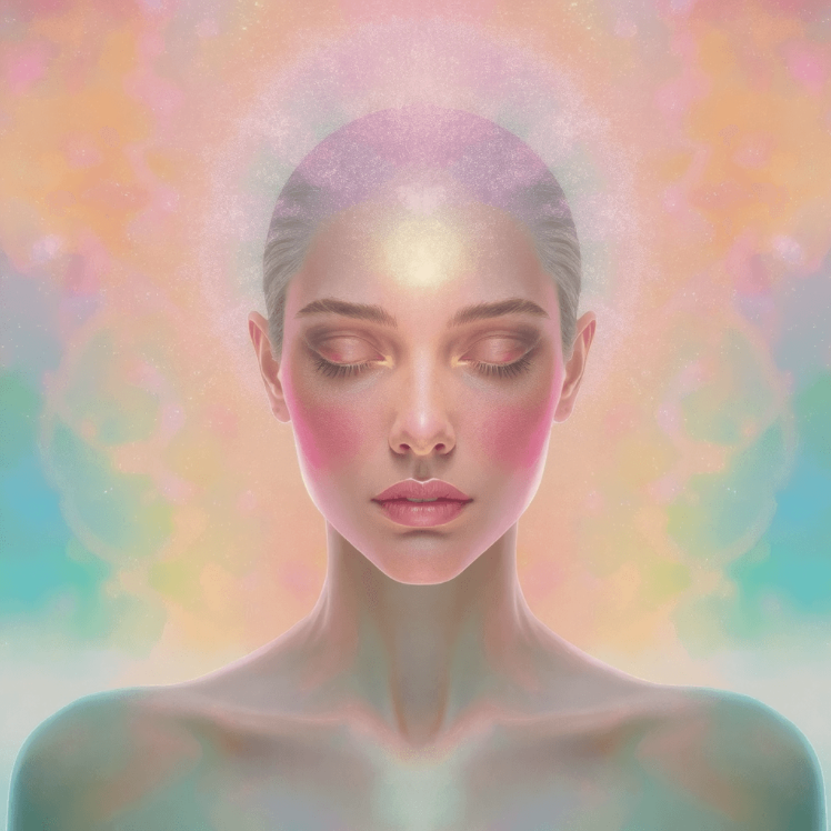 woman with closed eyes are cleansed from energy-parasites